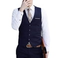 thumbnail image 1 of Business Men 4 Buttons V-Neck Sleeveless Waistcoat Slim Fit Working Wedding Vest, 1 of 7