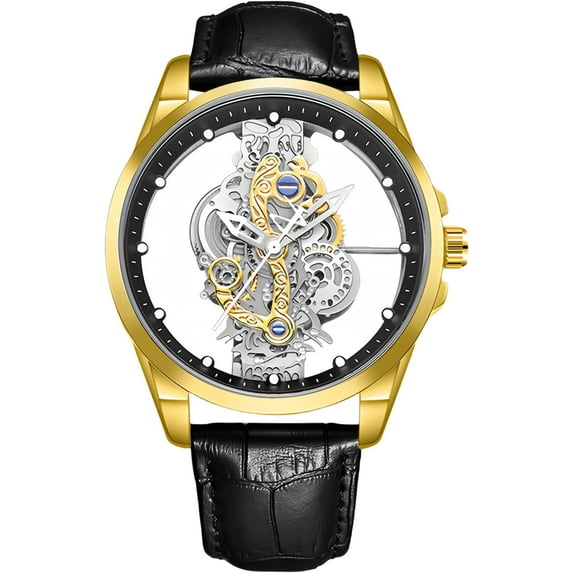 Business Men Watch Double Sided Hollow Transparent Analog Display Stainless Steel Quartz Waterproof Creative Male Wrist Watch