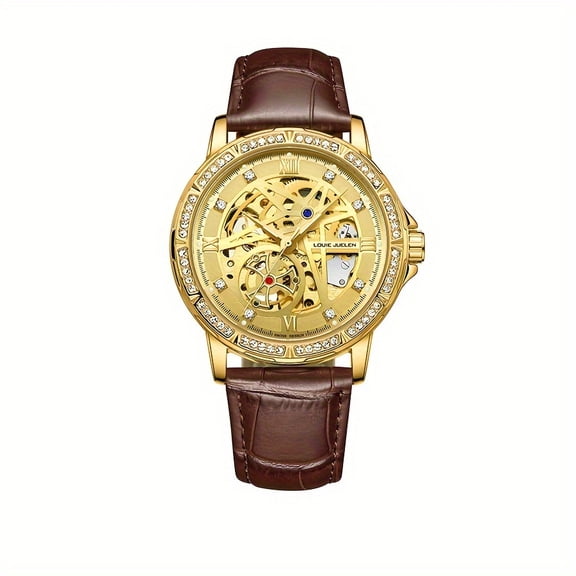 Business Men's Automatic Mechanical Watch, Fashionable Waterproof Durable Watch, Luxury Mens Gold Wrist Watch
