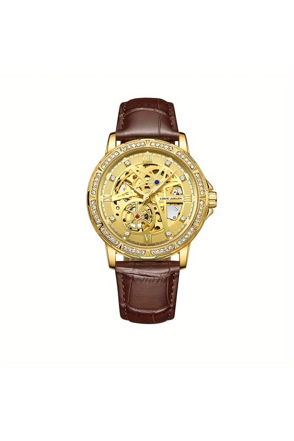 Business Men's Automatic Mechanical Watch, Fashionable Waterproof Durable Watch, Luxury Mens Gold Wrist Watch