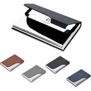 Business Name Card Holder, Professional PU Leather & Stainless Steel Business Card Case Pocket Wallet with Magnetic Closure, Slim Credit Card ID Case/Holder for Men & Women Black