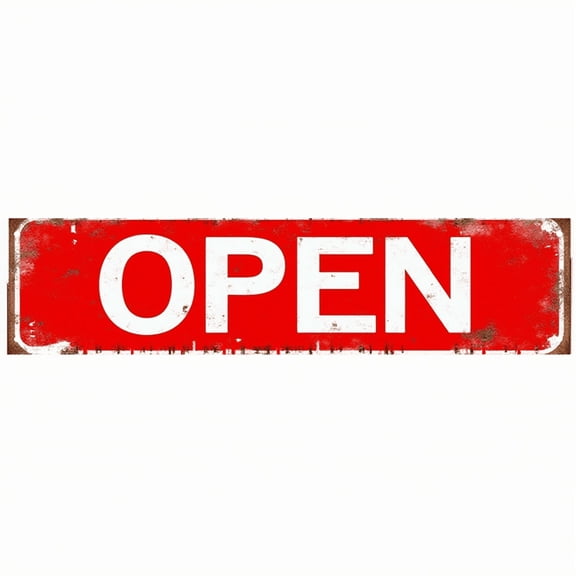 Business Open Tin Decor 16*4 Inches "OPEN" Store/Shop Wall Art - Retro Commercial Accent, Retail Decor, Storefront Metal Sign