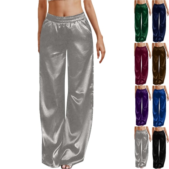 Business Pants Women Solid Color Elastic Waist Sports Casual Pants with Pockets Women’s Velvet Wide Leg Pants Work Casual Trousers with Pockets