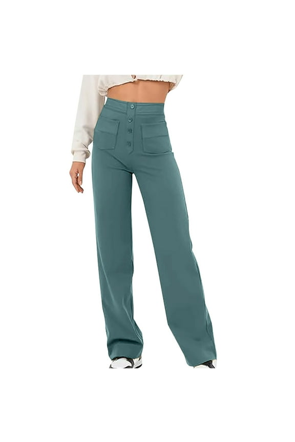 Business Pants for Women Light Blue with Pockets High Waisted Slim Stretch Pants for Women Travel Work Casual