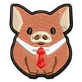 thumbnail image 1 of Business Pig Tie Collar Applique Multi-Color Embroidered Iron-On Patch - 2.5 Inch Small, 1 of 5