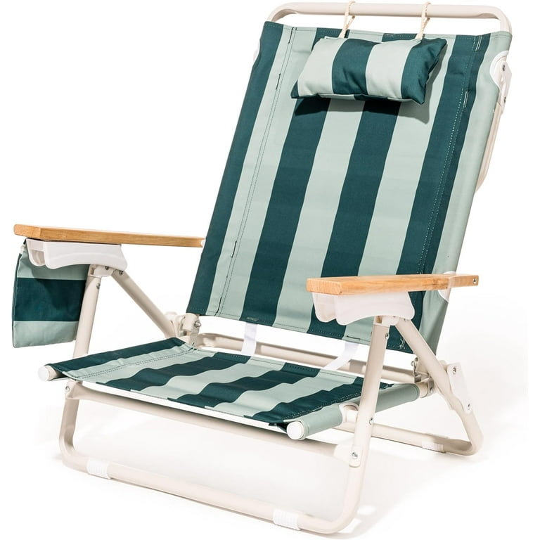 Business Pleasure Co. Holiday Tommy Chair Reclining Backpack Beach Chair 70s Panel Green Walmart