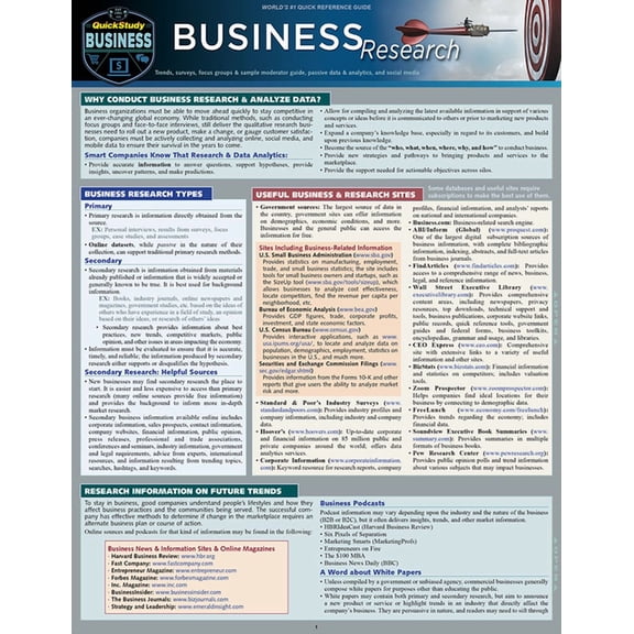 Business Research : a QuickStudy Laminated Reference Guide