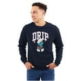 thumbnail image 1 of Business Smurf Cartoon Cool Boss Drip Unisex Plus Size Long Sleeve Shirt Brisco Brands 2X, 1 of 3
