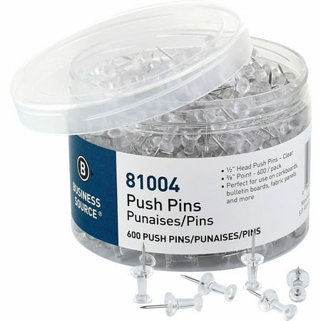 Business Source BSN81004 0.5 in. Head Push Pin, Clear - 600 per Box - Case of 600