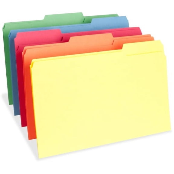 Business Source 1/3 Cut One-Ply Tab Legal File Folders Legal - 8 1/2" x 14" Sheet Size - 3/4" Expansion - 1/3 Tab Cut - Top Tab Location - Assorted Position Tab Position - 11 pt. Folder Thickness - As