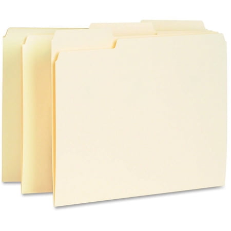 Business Source 1/3 Tab Cut Letter Recycled Top Tab File Folder - 8 1/2" x 11" - Top Tab Location - Assorted Position Tab Position - Manila - Manila - | Bundle of 2 Boxes