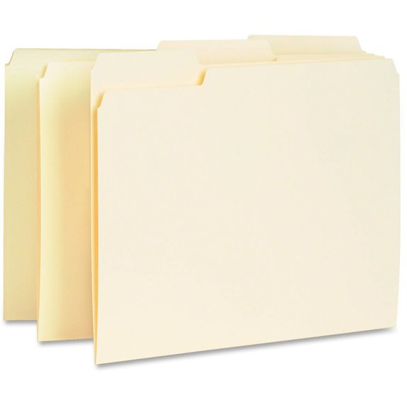 Business Source 1/3 Tab Cut Letter Recycled Top Tab File Folder - 8 1/2" x 11" - Top Tab Location - Assorted Position Tab Position - Manila - Manila - | Bundle of 2 Boxes