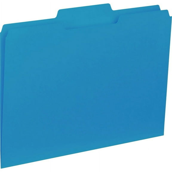 Business Source 1/3 Tab Cut Letter Recycled Top Tab File Folder - 8 1/2" x 11" - Top Tab Location - Assorted Position Tab Position - Blue - 10% Recycl | Bundle of 2 Boxes