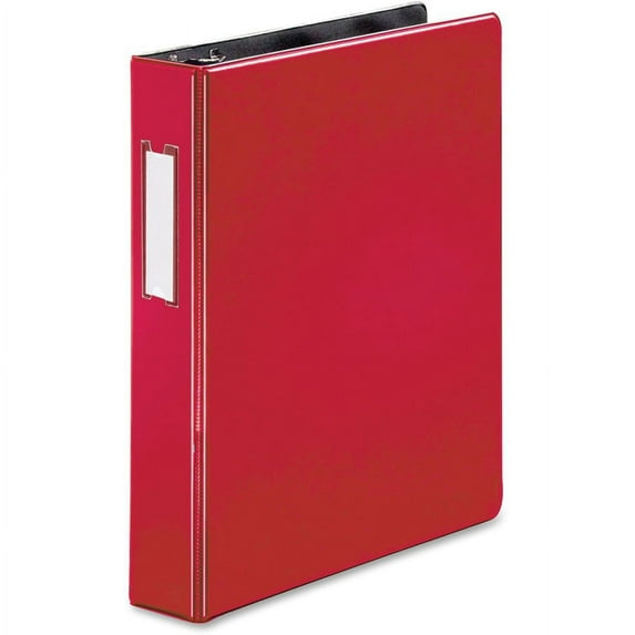 Business Source 1.5" D-Ring Binder - 1 1/2" Binder Capacity - 375 Sheet Capacity - Slant D-Ring Fastener(s) - Internal Pocket(s) - Red - Lay Flat, Label Holder - 1 Each | Bundle of 5 Each