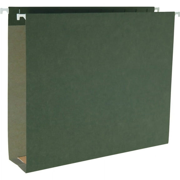 Business Source 1/5 Tab Cut Legal Recycled Hanging Folder - 8 1/2" x 14" - 2" Expansion - Standard Green - 10% Recycled - 25 / Box | Bundle of 2 Boxes