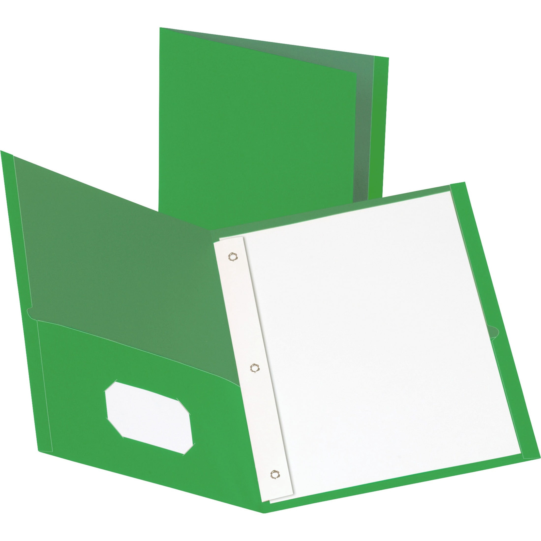 Business Source, BSN78509, Storage Pockets Fastener Folders, 25 / Box, Green