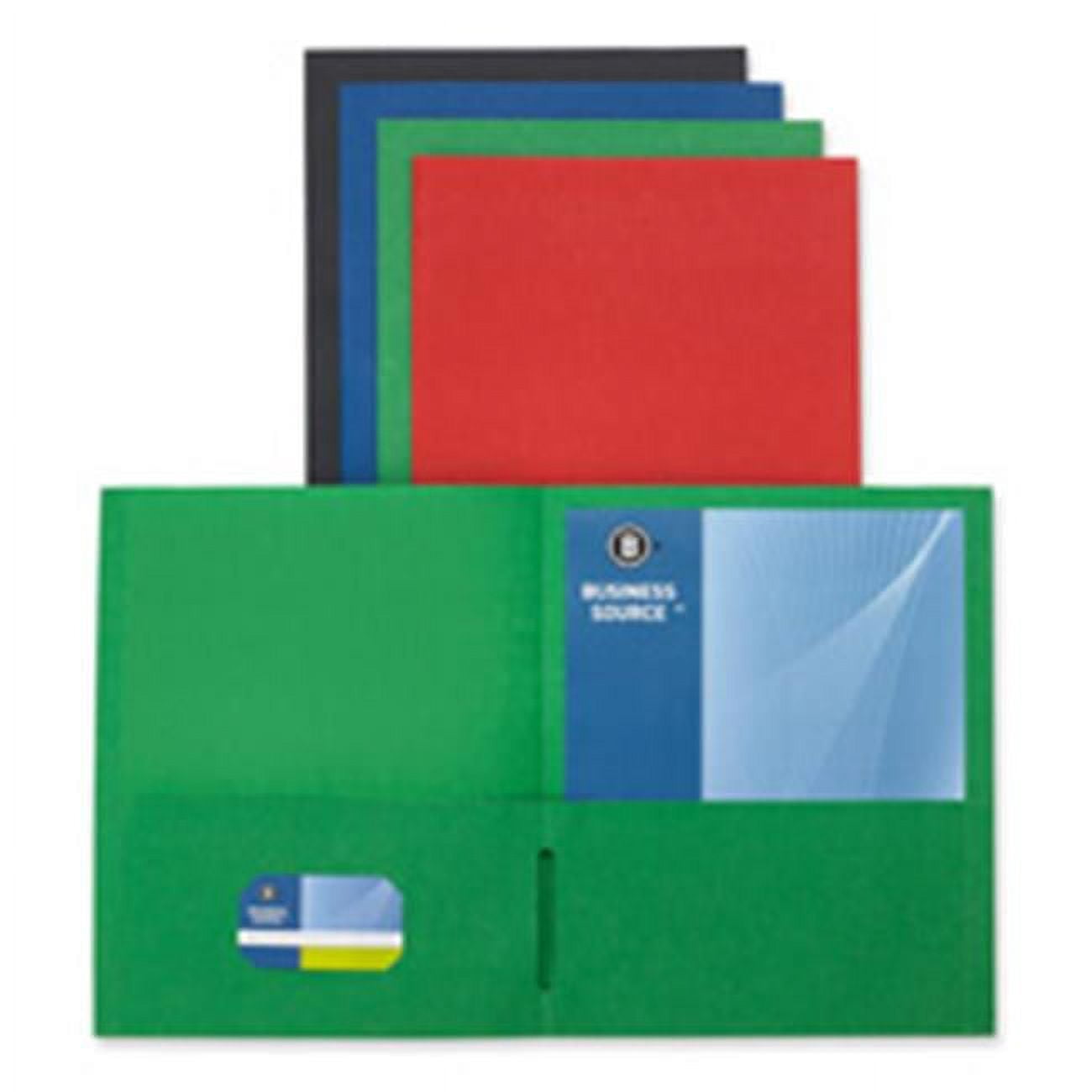 Business Source  2-Pocket Folders- 125 Sh. Cap.- 11in.x8-.50in.- Assorted