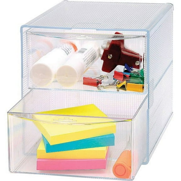 Business Source 2-drawer Storage Organizer - 2 Drawer(s) - 6" Height x 6" Width x 6" Depth - Desktop - Clear - 1 Each | Bundle of 10 Each