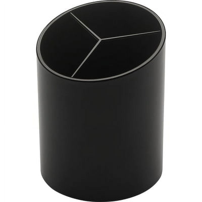 Business Source Large 3-Compartment Plastic Pencil Cup - 3 Business Source Large 3-Compartment Plastic Pencil Cup - 3