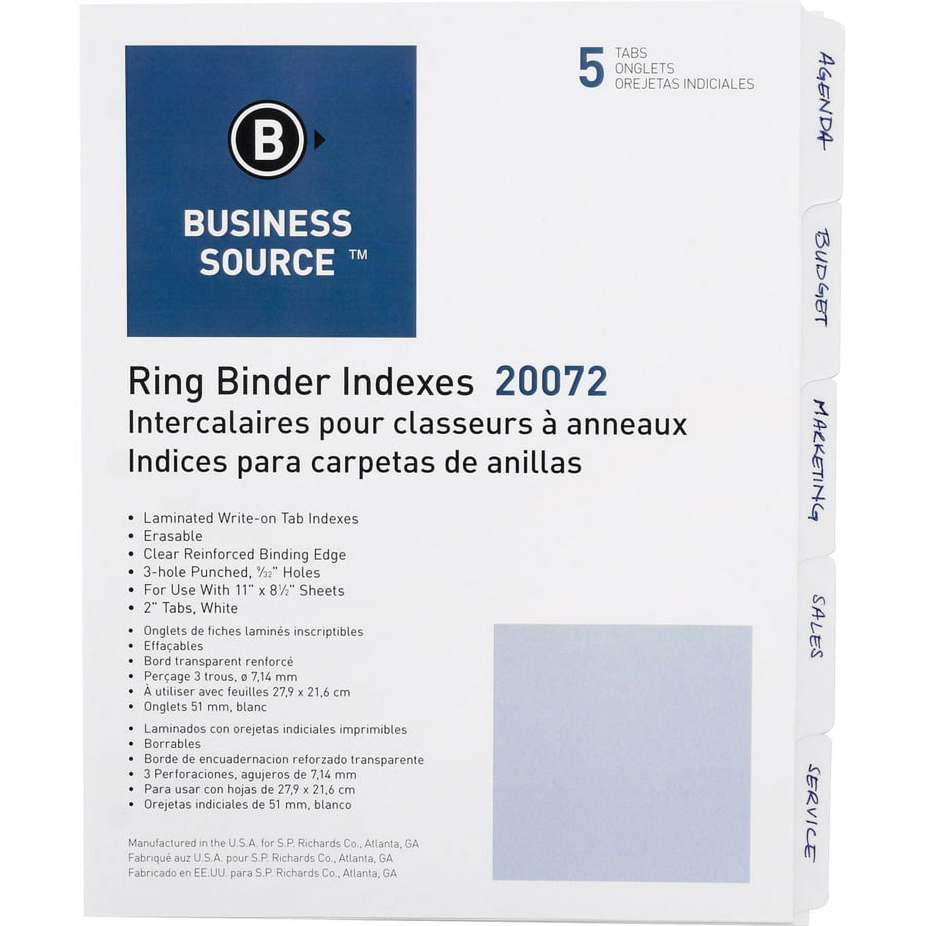 Business Source 3-Ring Plain Tab Indexes - 5 Write-on Tab(s)2 Business Source 3-Ring Plain Tab Indexes - 5 Write-on Tab(s)2