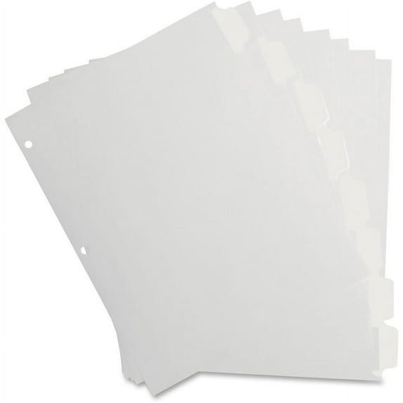 Business Source 3-Ring 8-Tab Indexes - 8 Write-on Tab(s)1.25" Tab Width - 8.5" Divider Width x 11" Divider Length - Letter - 3 Hole Punched - White Divider - White Mylar Tab(s) - 8 / Set