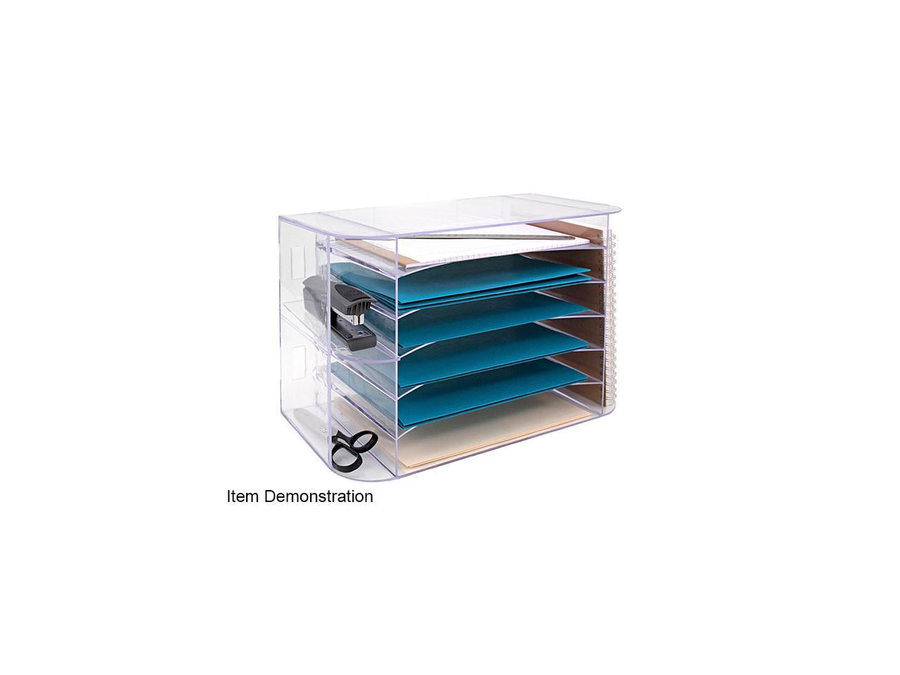 Clear Acrylic Jumbo Desk Sorter with 6 Dividers