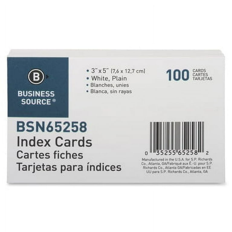 Business Source Plain Index Cards - 5 Business Source Plain Index Cards - 5