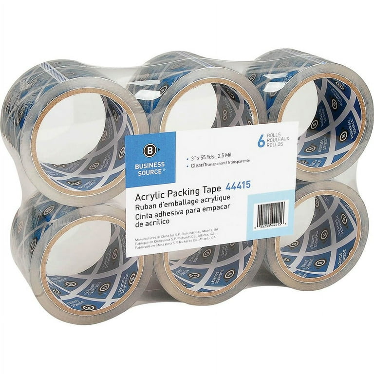 Business Source Acrylic Packing Tape - 55 yd Length x 3 Business Source Acrylic Packing Tape - 55 yd Length x 3