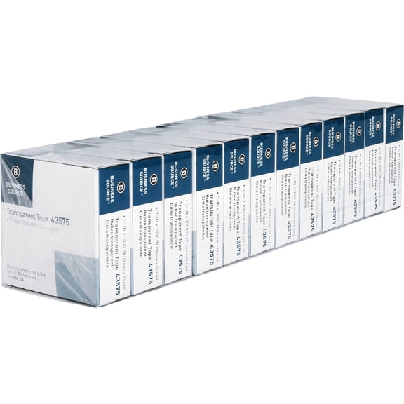 Business Source All-purpose Transparent Glossy Tape - 27.78 yd Length x 0.75" Width - 1" Core - 12 / Pack - Clear | Bundle of 5