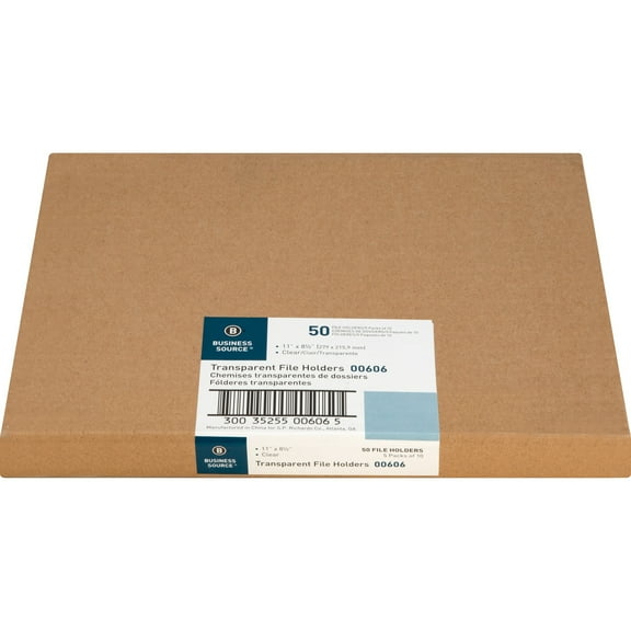 Business Source, BSN00606BX, Transparent Poly File Holders, 50 / Box, Clear
