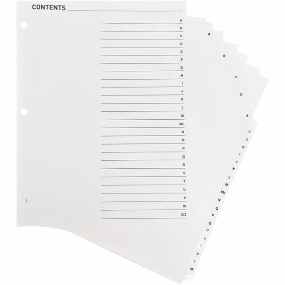 Business Source, BSN05858, A-Z Tab Table of Contents Index Dividers, 25 / Set