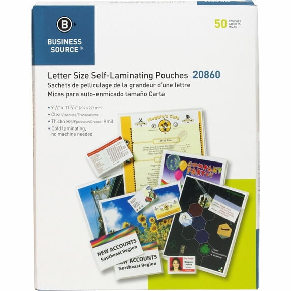 Business Source, BSN20860, Laminating Document Pouches, 50 / Box, Clear