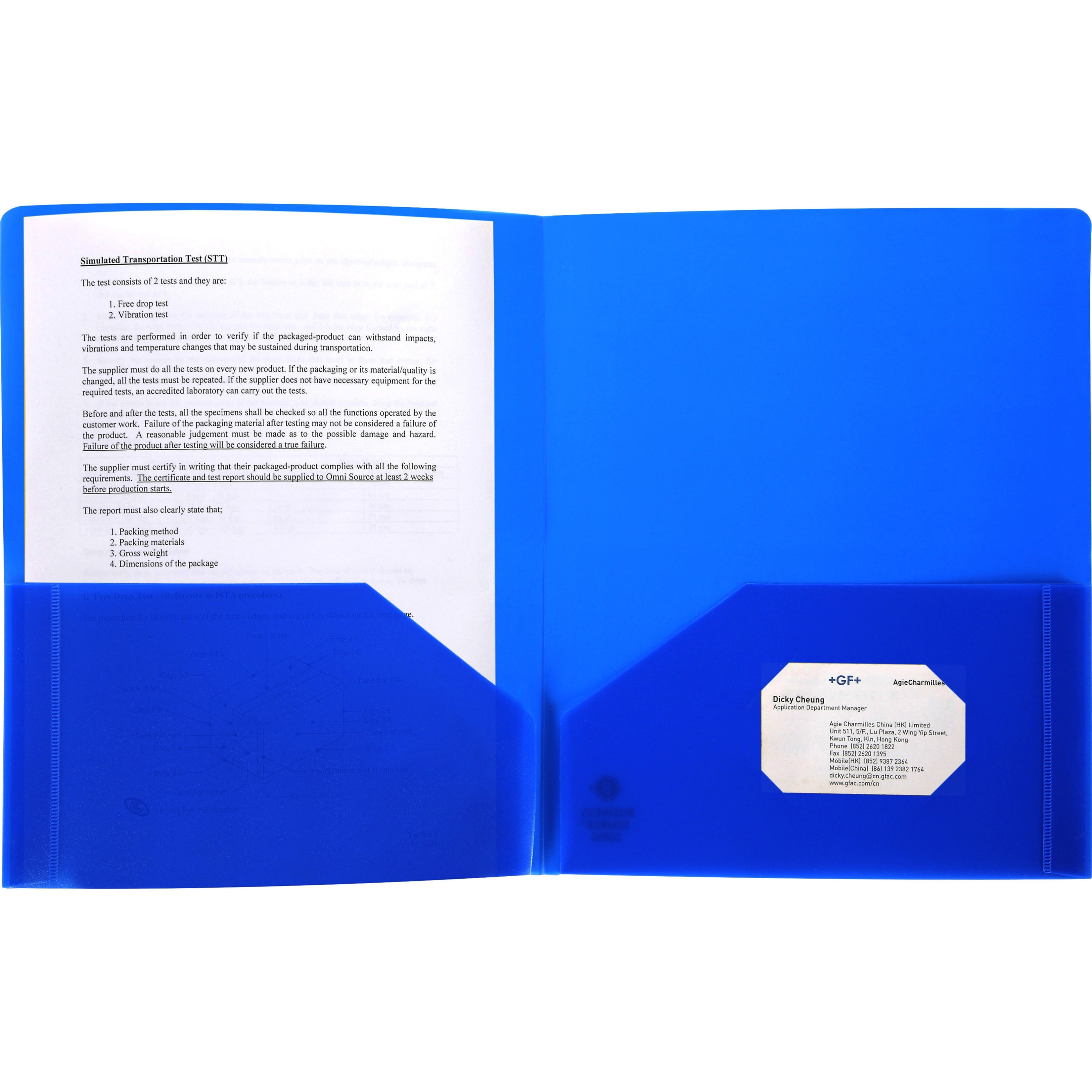 Business Source, BSN20880, 2-pocket Poly Portfolio, 1 Each, Blue