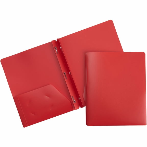 Business Source, BSN20887, 3-Hole Punched Poly Portfolios, 1 Each, Red