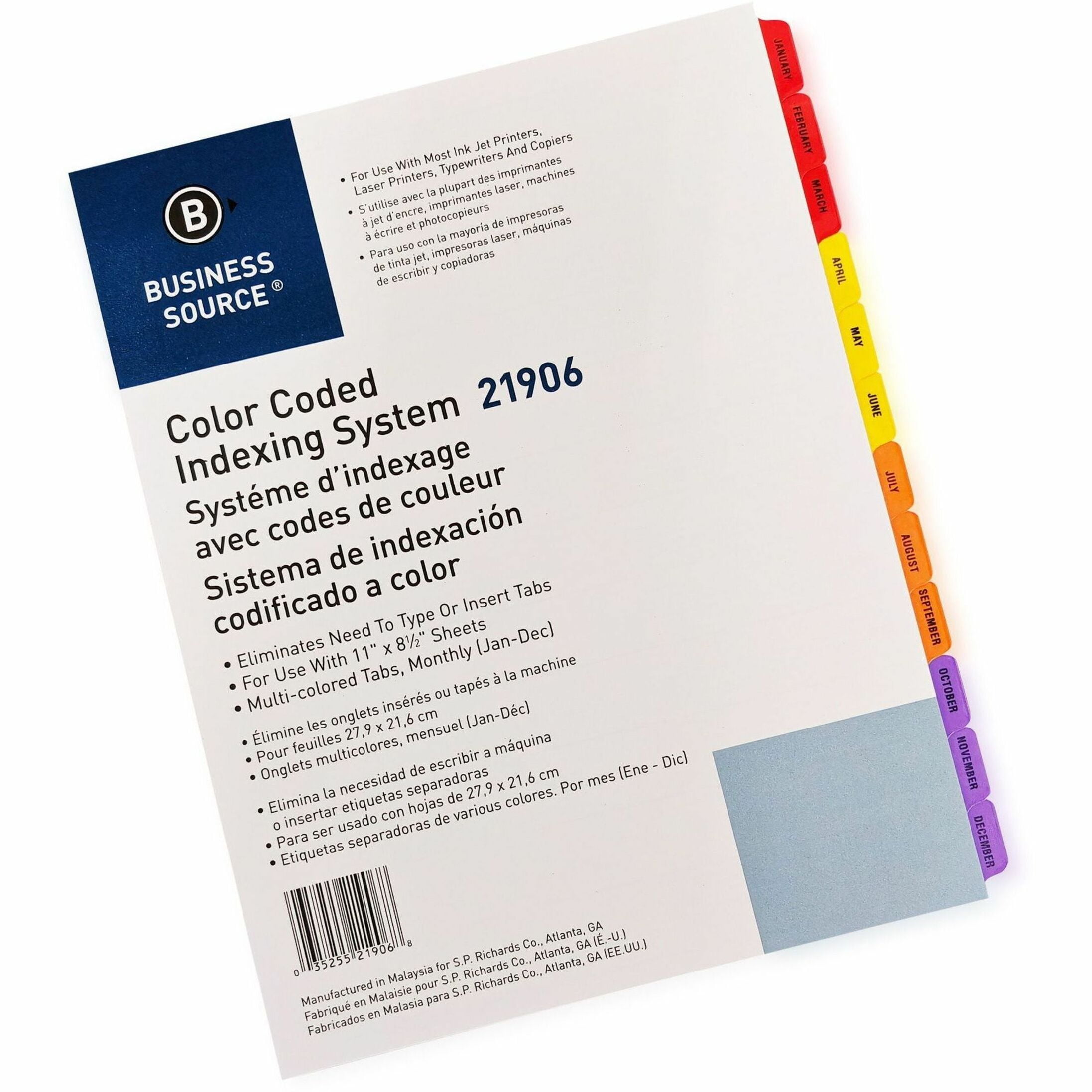 Color-Coded Monthly Index Dividers with Reinforced Tabs