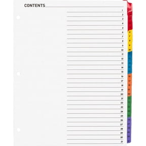 Business Source, BSN21907, Table of Content Quick Index Dividers, 31 / Set