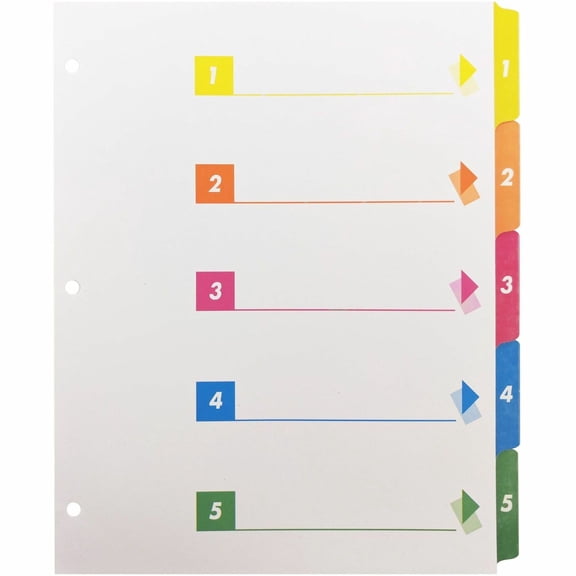 Business Source, BSN21908, Color-coded Table of Contents/Tabs Index Dividers, 24 / Box