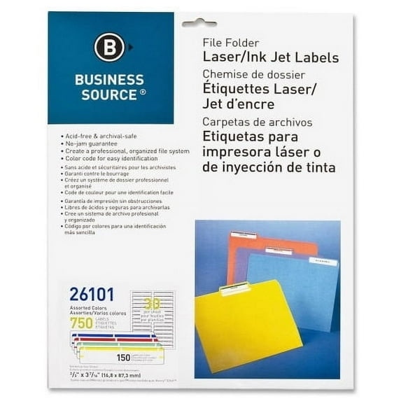 Business Source, BSN26101, Laser/Inkjet File Folder Labels, 750 / Pack, Assorted