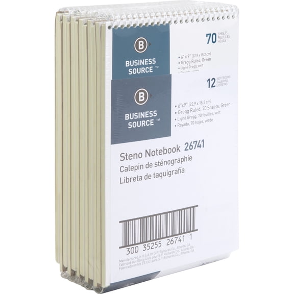 Business Source, BSN26741PK, Wirebound Steno Notebook, 12 / Pack