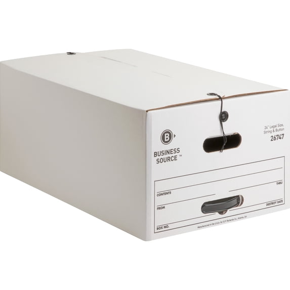 Business Source, BSN26747, Medium Duty Legal Size Storage Box, 12 / Carton, White