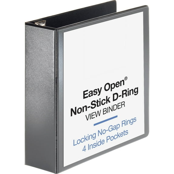 Business Source, BSN26962, Locking D-Ring View Binder, 1 Each, Black