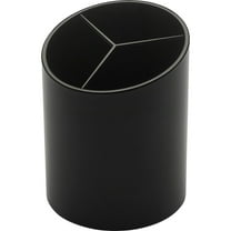 Business Source, BSN32355, Large 3-Compartment Plastic Pencil Cup, 1 Each, Black
