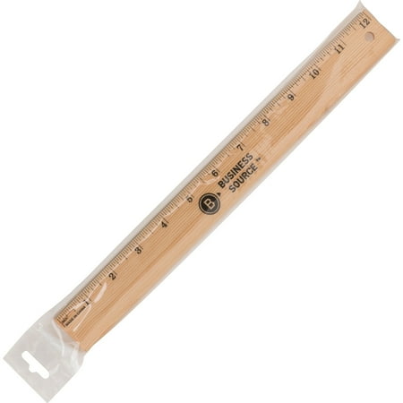 Business Source, BSN32360, 12" Imperial Wood Ruler, 1 Each, Brown