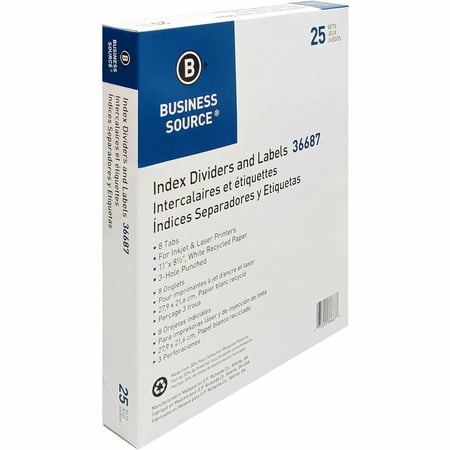 Business Source, BSN36687, Punched Laser Index Dividers, 25 / Box
