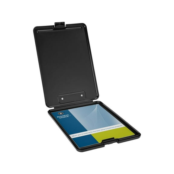 Business Source, BSN37513CT, Plastic Storage Clipboard, 12 / Carton, Black