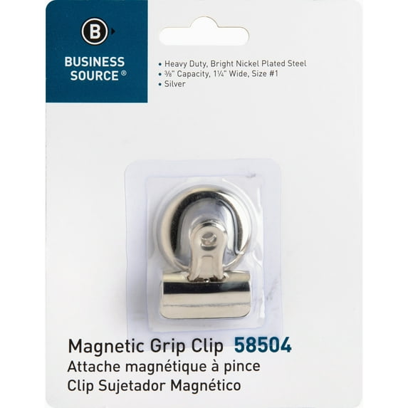 Business Source, BSN58504, Magnetic Grip Clips, 1 Each, Silver
