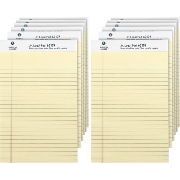 Business Source, BSN63107, Micro - Perforated Legal Ruled Pads - Jr.Legal, 12 / Dozen