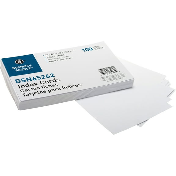 Business Source, BSN65262, Plain Index Cards, 100 / Pack