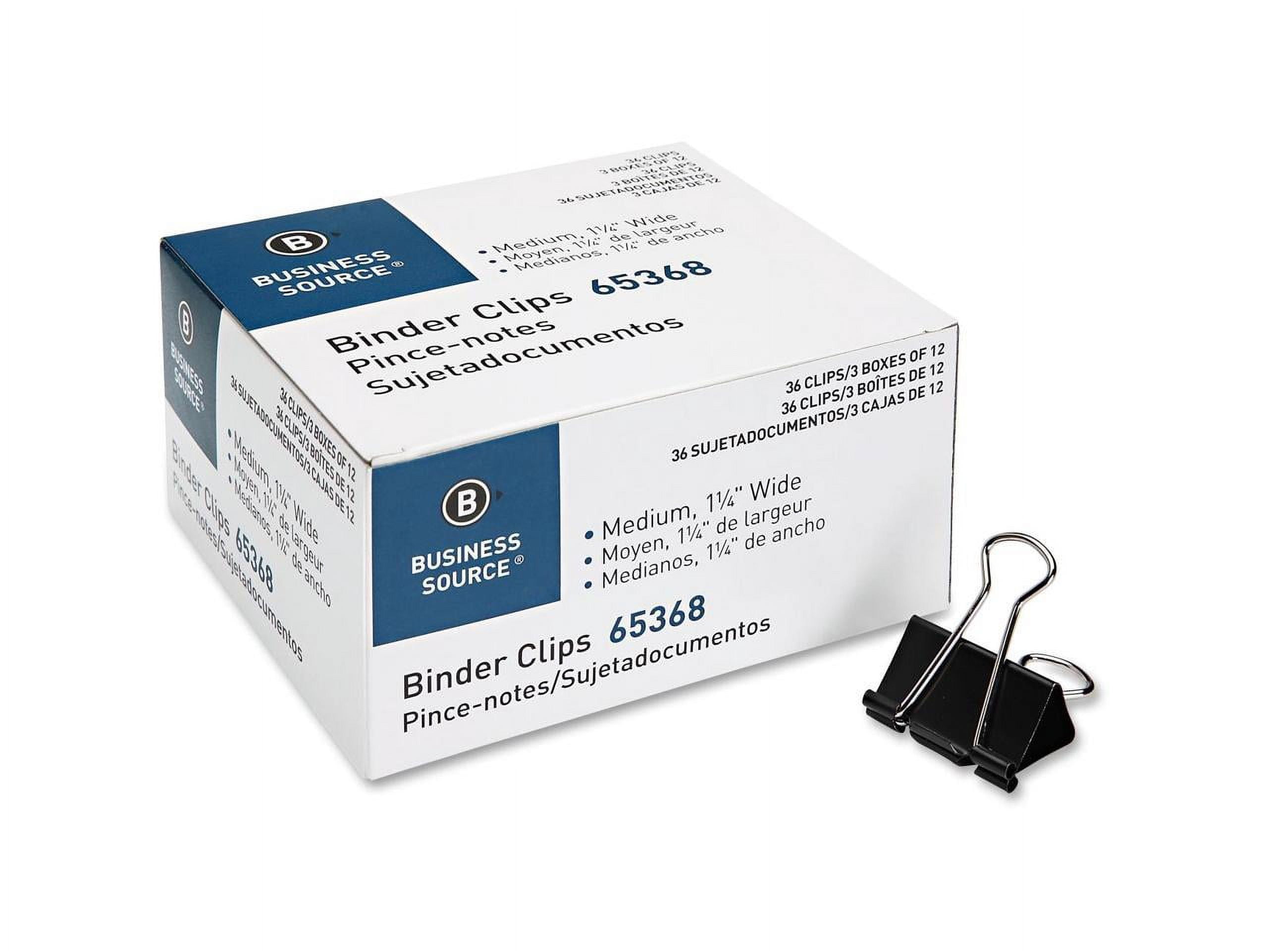 Business Source, BSN65368, Medium 36-Count Binder Clips, 36 per Pack, Black