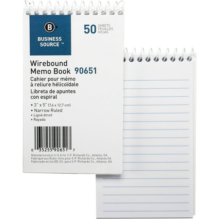 Business Source Wirebound Memo Books - 40 Sheet(s) - Wire Bound - 4 Business Source Wirebound Memo Books - 40 Sheet(s) - Wire Bound - 4